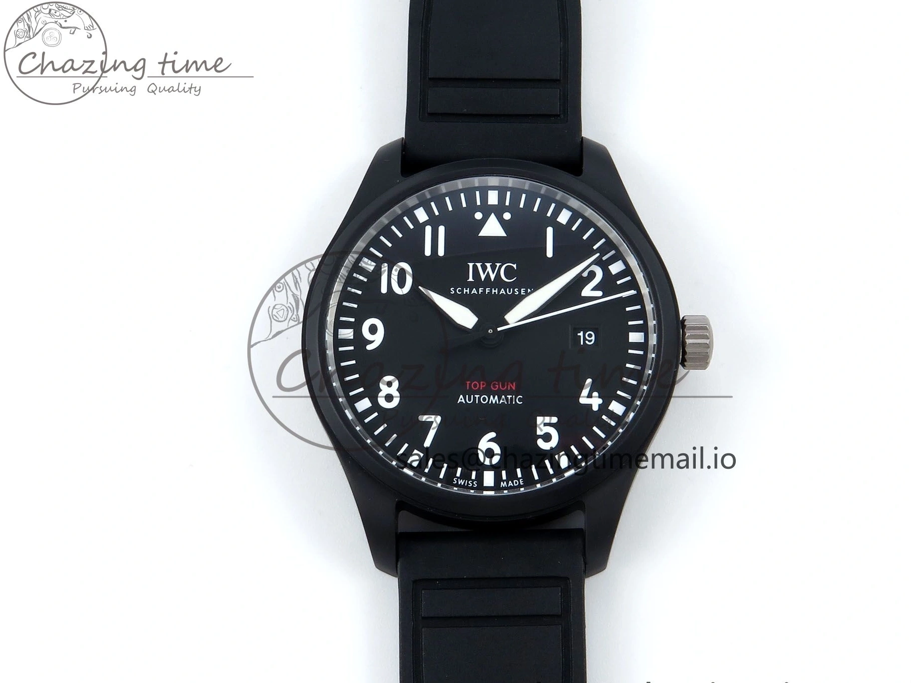MIROTIME 0402 Pilot Top Gun IW326901 M+F 1:1 Best Edition Black Dial on Black Rubber Strap A SportInspired 6999